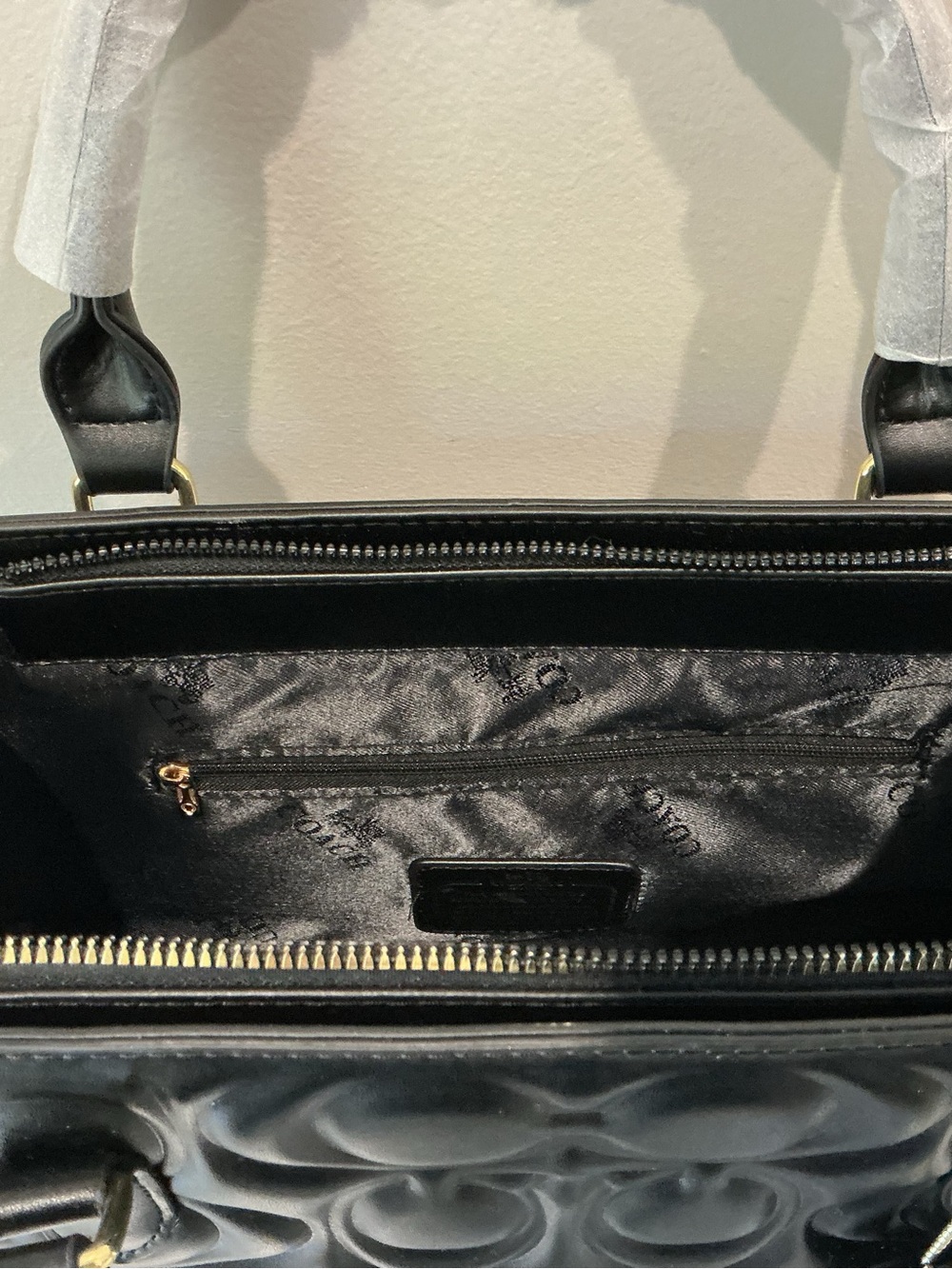 Coach Maggie Tote Bag Black Quilted Satchel with Gold Hardware - Picture 4 of 4